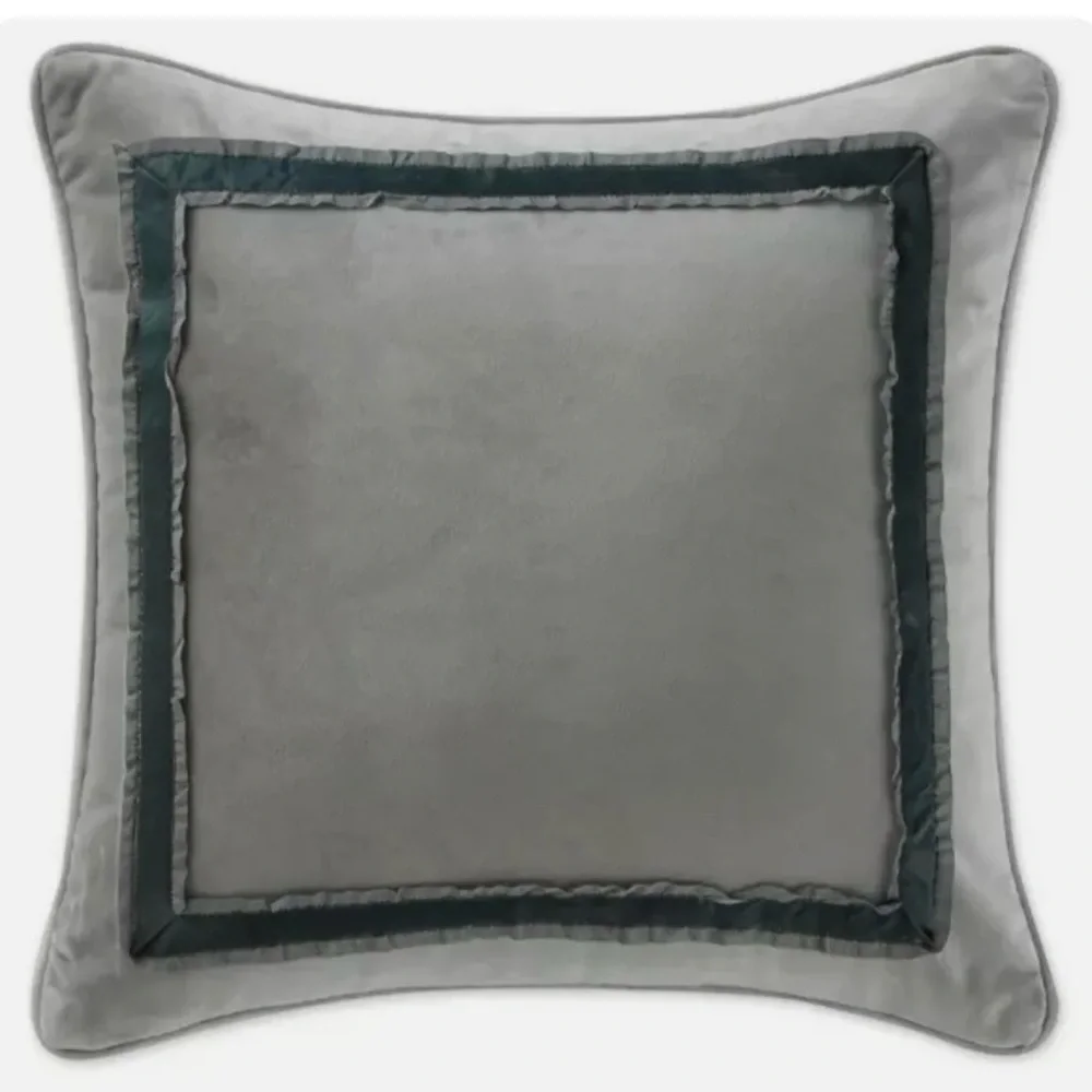 Waterford Linens Ansonia 14-Inch Square Throw Pillow in Pewter NWT